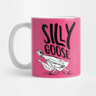 Silly Goose | Funny Saying With Black And White Words And Edward Lear Vintage Goose Illustration Mug